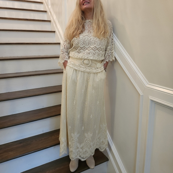 Evan-Picone Vintage CottageCore Battenburg Lace Skirt & Blouse, Small, $70 - Picture 6 of 9